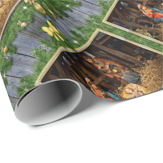 Jezus geboren manger cadeaupapier (Rol Hoek)