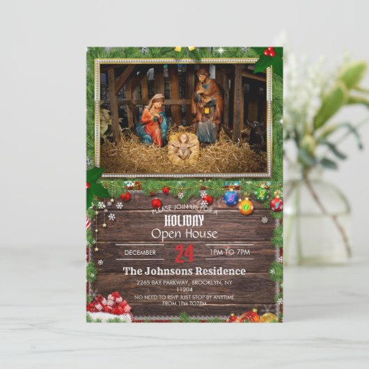 Jezus geboren manger kaart (Staand voorkant)