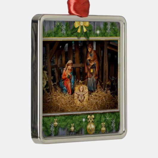 Jezus geboren manger metalen ornament (Rechts)