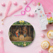 Jezus geboren manger papieren bordje (Feest)
