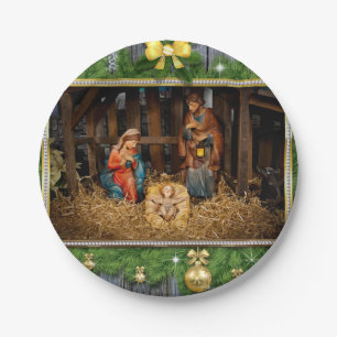 Jezus geboren manger papieren bordje