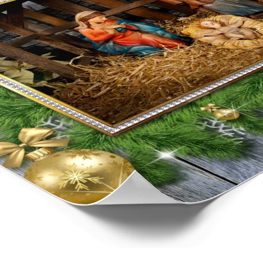 Jezus geboren manger poster (Hoek)