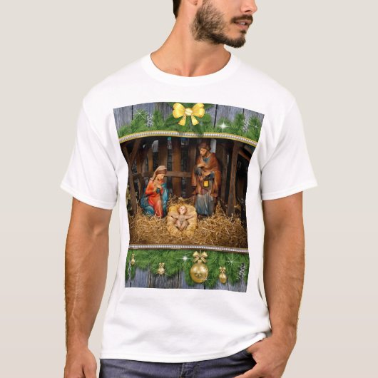 Jezus geboren manger t-shirt (Voorkant)