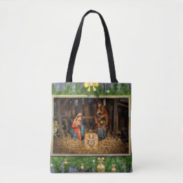 Jezus geboren manger tote bag