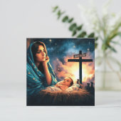 Jezus, Geboren om te Sterven, Kruis, Kerstmis, Chr Feestdagenkaart (Staand voorkant)