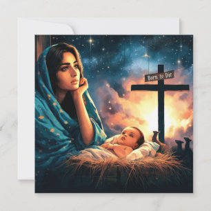 Jezus, Geboren om te Sterven, Kruis, Kerstmis, Chr Feestdagenkaart