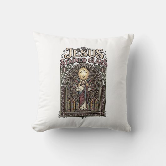Jezus Gebrandschilderd Glas Jezus Gebrandschilderd Kussen (Voorkant)