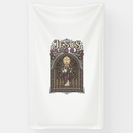 Jezus Gebrandschilderd Glas Jezus Gebrandschilderd Spandoek (Verticaal)
