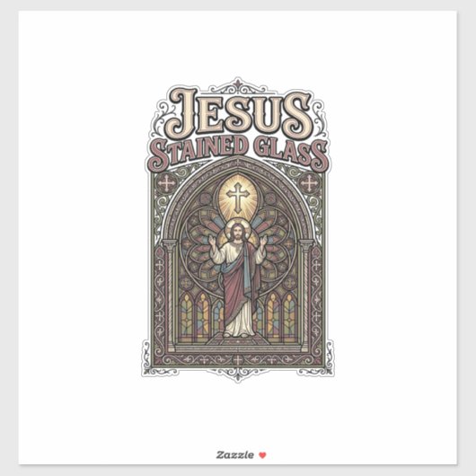 Jezus Gebrandschilderd Glas Jezus Gebrandschilderd Sticker (Vel)