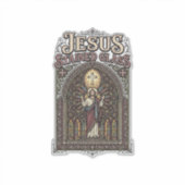 Jezus Gebrandschilderd Glas Jezus Gebrandschilderd Sticker (Voorkant)