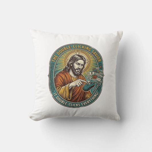 Jezus Gebroken Dubbelklikken Muis IT Kantoor Tech Kussen (Voorkant)