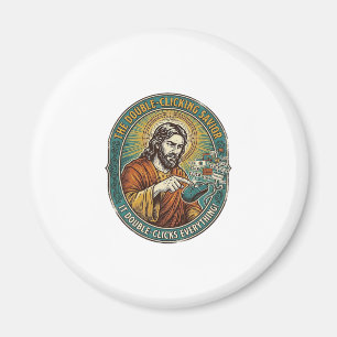 Jezus Gebroken Dubbelklikken Muis IT Kantoor Tech Magneet