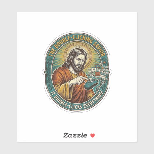 Jezus Gebroken Dubbelklikken Muis IT Kantoor Tech Sticker (Vel)