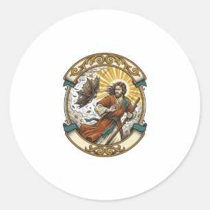 Jezus Gebroken Paraplu Binnenstebuiten Waaierige Ronde Sticker