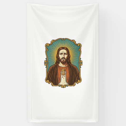 Jezus Gebroken Wijnkurk Vast in Fles Sommelier De Spandoek (Verticaal)