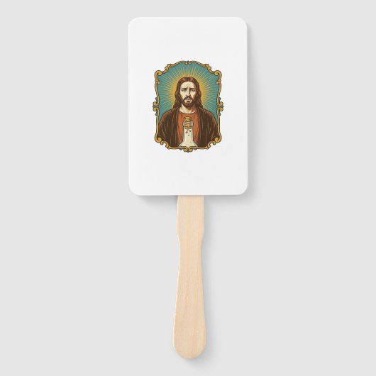 Jezus Gebroken Wijnkurk Vastzittende Fles Sommeli Handwaaier (Voorkant)