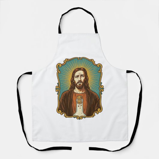 Jezus Gebroken Wijnkurk Vastzittende Fles Sommeli Schort (Voorkant)