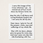 Jezus gedenkt mijn gebedskaart visitekaartje (Achterkant)