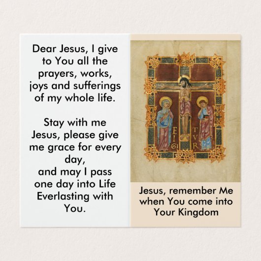 Jezus gedenkt mijn gebedskaart visitekaartje (Buitenkant ongevouwen)