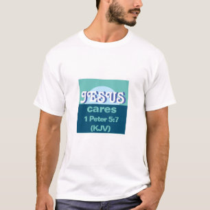 Jezus geeft erom. 1 Petrus 5:7 (KJV) - Ocean Blue T-shirt