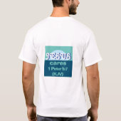 Jezus geeft erom. 1 Petrus 5:7 (KJV) - Ocean Blue T-shirt (Achterkant)