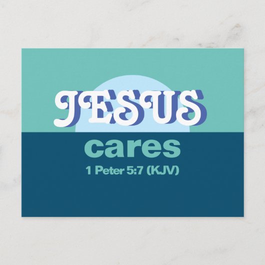 Jezus geeft erom. 1 Petrus 5:7 (KJV) - Ocean Blue  Uitnodiging Briefkaart (Voorkant)