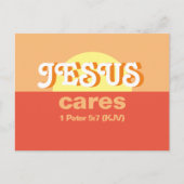 Jezus geeft erom. 1 Petrus 5:7 (KJV) - Uitnodiging Briefkaart (Voorkant)