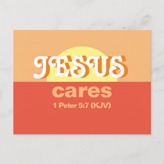 Jezus geeft erom. 1 Petrus 5:7 (KJV) - Uitnodiging Briefkaart (Voorkant)