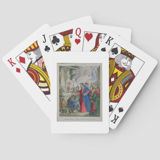 Jezus geeft het recht op één geboren blind, van ee pokerkaarten (Achterkant)