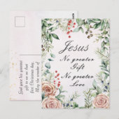 Jezus, geen cadeau, geen liefde meer, kerst briefkaart (Voorkant / Achterkant)