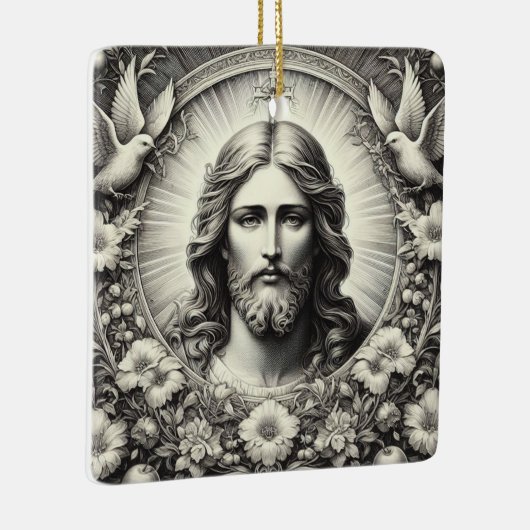 Jezus geëtste kunst kerst ornament (Rechts)