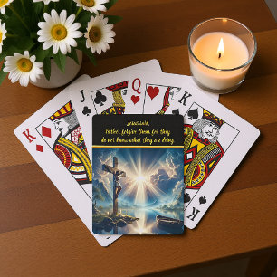 Jezus gekruisigd boven water in afwachting van ops pokerkaarten