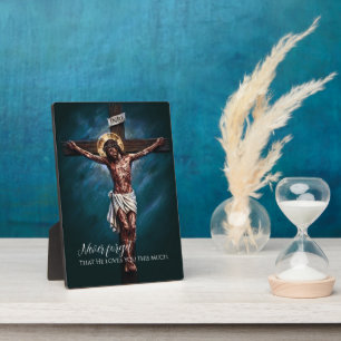 Jezus Gekruisigd Gestorven voor Ons Vanwege Onze Z Fotoplaat