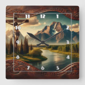 Jezus gekruisigd voor de majestueuze bergen vierkante klok (Voorkant)