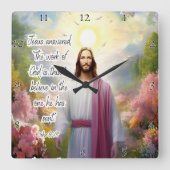 Jezus: Geloof, God heeft er één gezonden Vierkante Klok (Voorkant)