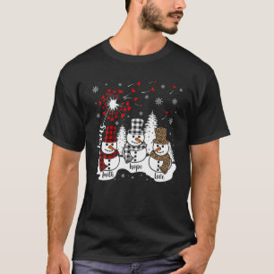 Jezus Geloof Hoop Liefde Sneeuwman Kerstmis Grappi T-shirt