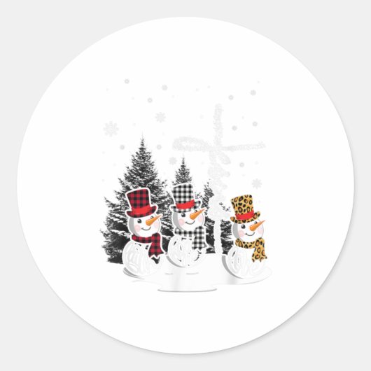 Jezus Geloof Hoop Liefde Sneeuwman Kerstmis Ronde Sticker (Voorkant)