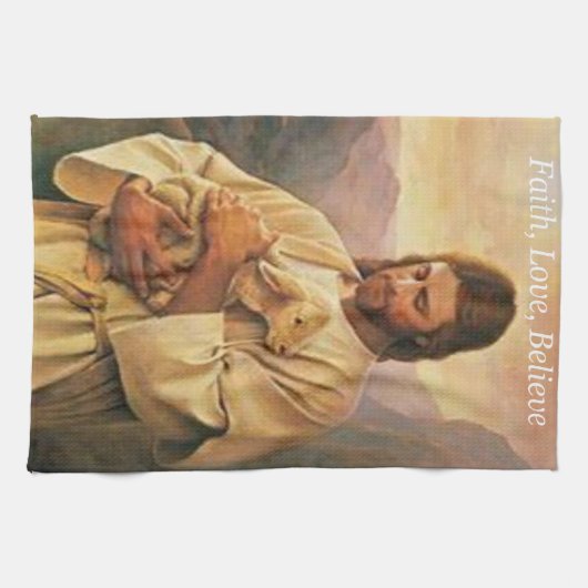 Jezus Geloof, Liefde, Geloof, keuken handdoek (Horizontaal)