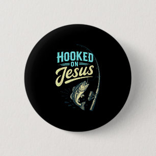 Jezus geloof vis vissen vintage ontwerp ronde button 5,7 cm