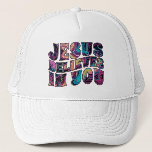 Jezus gelooft in jou trippy letters trucker pet (Voorkant)