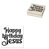 Jezus Gelukkige Verjaardag Kerst Vierkant Hout Rubberstempel (Gestempeld)