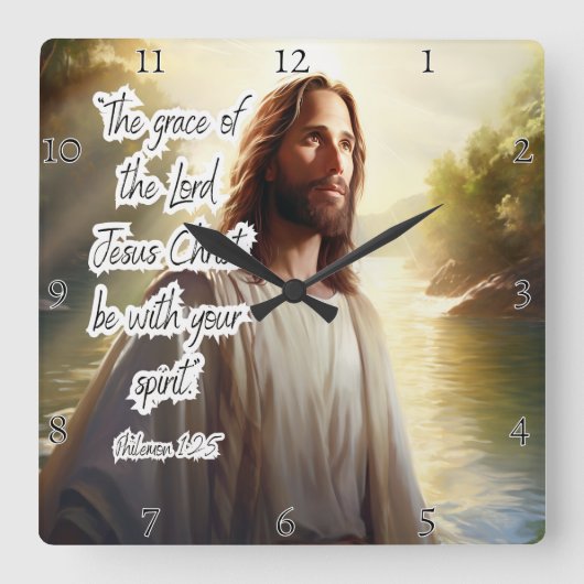 Jezus: Genade, Geest, Filemon Vierkante Klok (Voorkant)