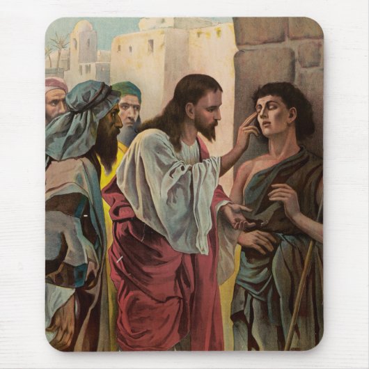 Jezus geneest het blinde man muismat (Voorkant)