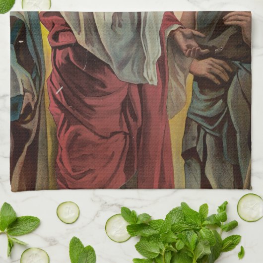 Jezus geneest het blinde man theedoek (Gevouwen)