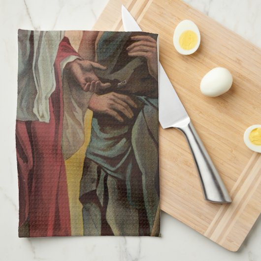 Jezus geneest het blinde man theedoek (Quarter Fold)