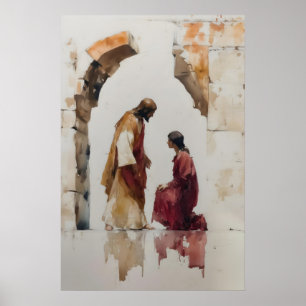 Jezus Genezende Print Minimalistische Bijbel Wonde