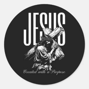 Jezus Geschapen Met Een Doel Vintage Geloof Over A Ronde Sticker