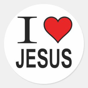 Jezus geschenken Ik hou van Jezus Ronde Sticker