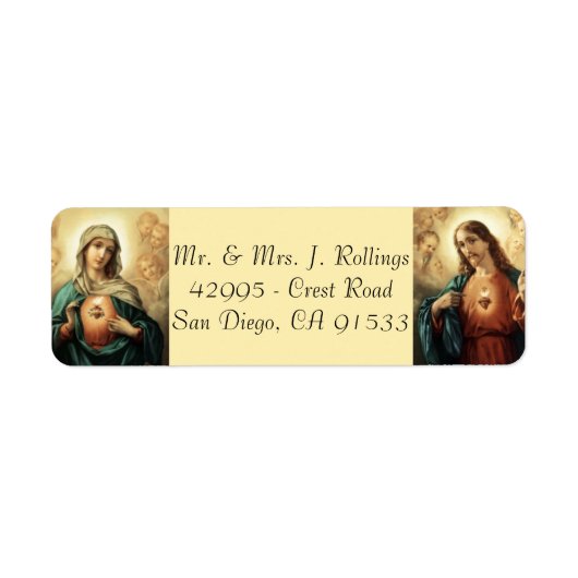 Jezus & Gezegende Maagd Maria retour adreslabels Etiket (Voorkant)