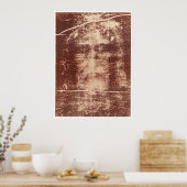 Jezus gezicht dicht bij de Shroud van Turijn Poster (Keuken)